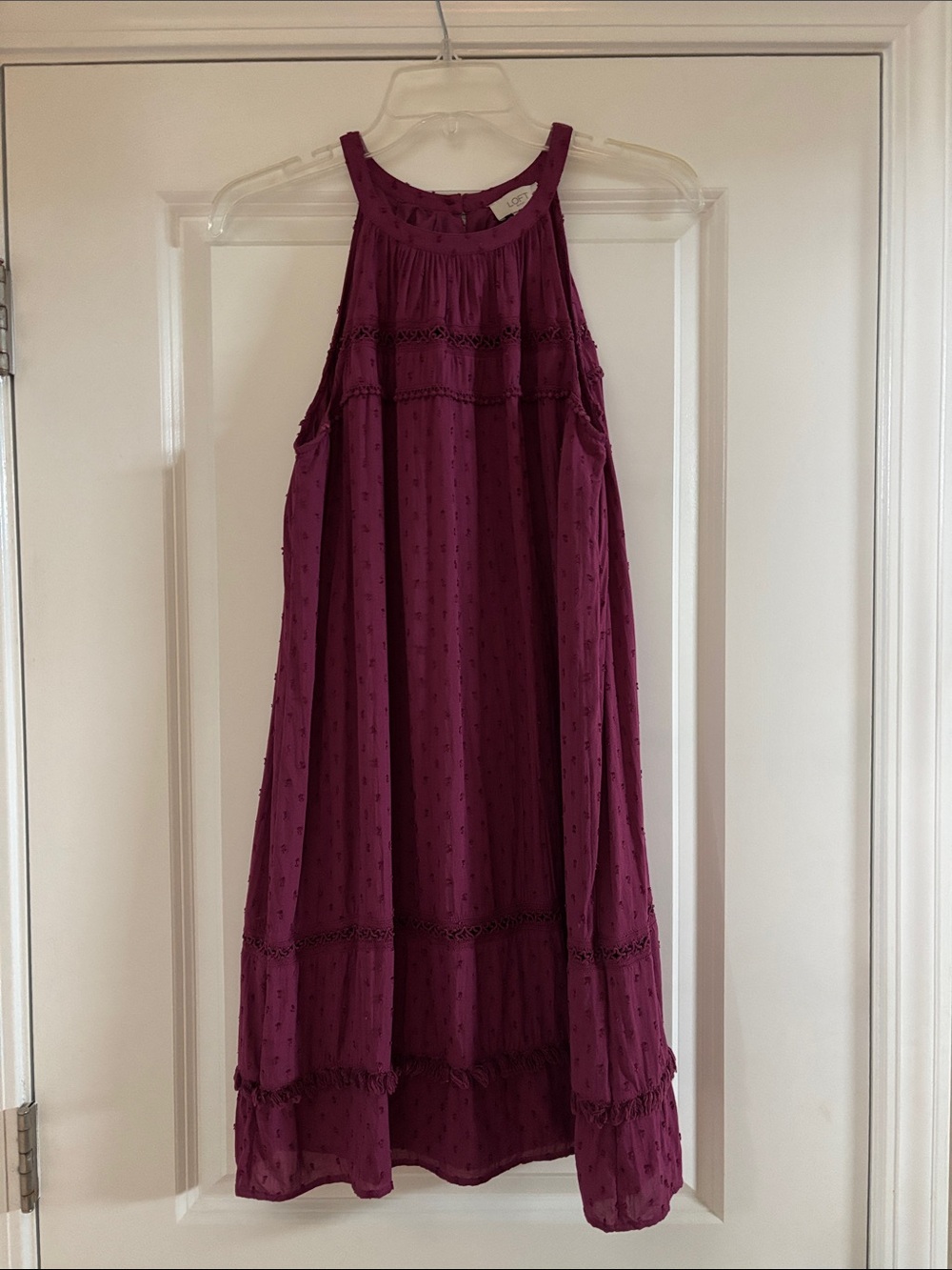 Women’s Sleeveless Textured Dress in Deep Plum